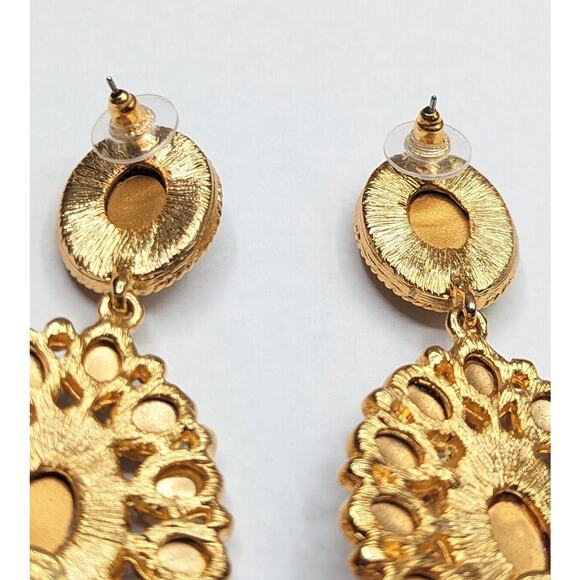 Kenneth Jay Lane KJL Couture Chandelier Statement Runway Purple Gold Earrings - Picture 7 of 9